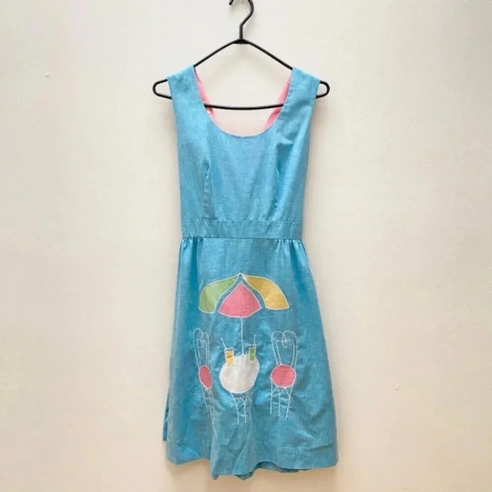 Vintage 1960's / 1970's / 1990's Patio Pattern Pinafore Summer Hostess Dress